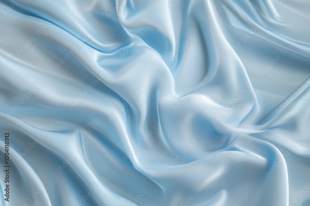 Fototapeta premium A soft light blue fabric with gentle folds creating a smooth and flowing texture background image