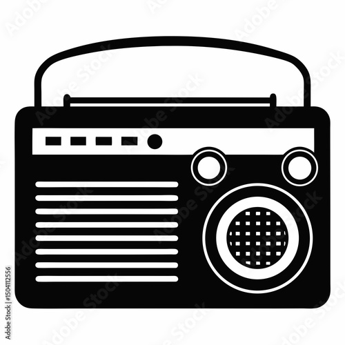 retro radio isolated on white