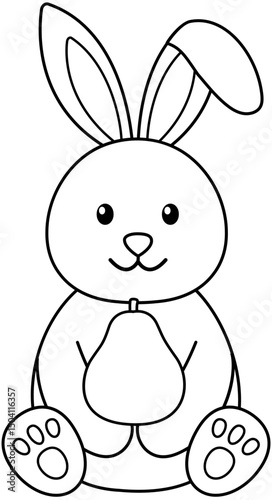 Mid autumn festival rabbit outline vector cartoon isolated.
Cute Mid-Autumn Festival bunny holding pomelo Children's coloring page.
Transparent background, SVG file.