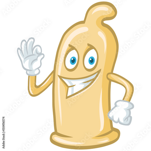 Condom Cartoon Mascot Cool Character Design Vector Illustration
