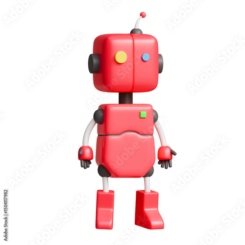 3D Robot in cartoon style, transparent background