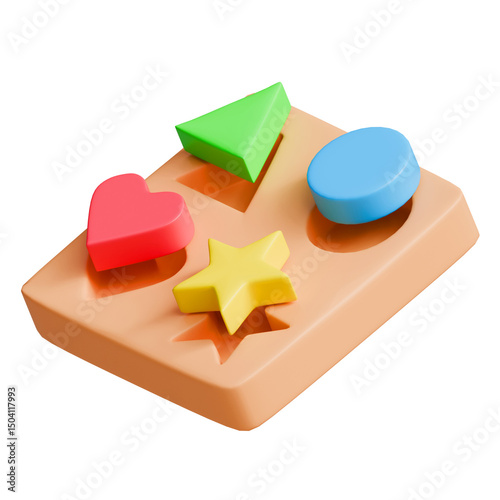 3D Snap block in cartoon style, transparent background
