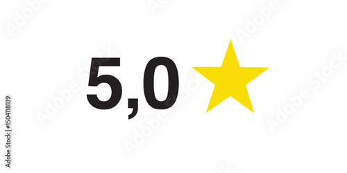 Five stars rate icon. 5 stars customer product rating review flat icon. Customer review with five yellow stars. Service satisfaction, quality, good rate vector illustration