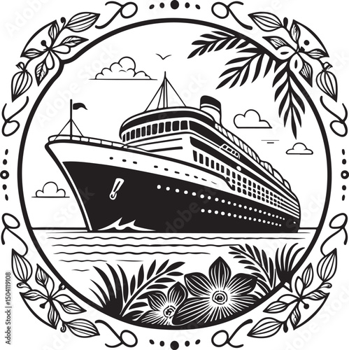 Vector illustration of a boat on the sea, perfect for ocean travel and summer vacation