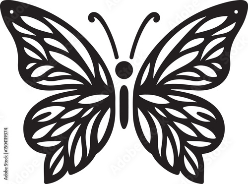 Silhouette vector of twin butterfly wings with symmetrical design, perfect for nature, beauty, tattoo, and decorative graphic projects.