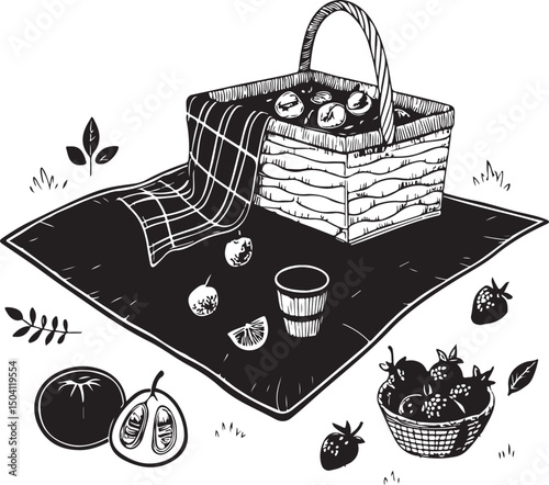 A set of hand-drawn vector illustrations featuring shopping bags, sweets, and fashion accessories perfect for summer sale designs and luxury gift decorations