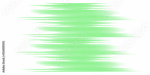 Dynamic green speed lines abstract background. Vibrant moving lines arranged horizontally create a sense of speed, energy and futuristic design. Perfect for comics, technology