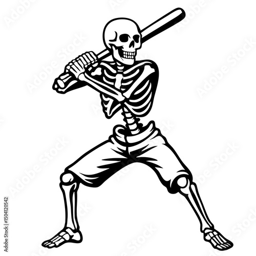 baseball player silhouette skeleton Vector SVG Clipart illustration