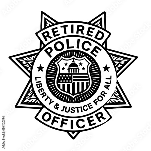 Retired Police Badge Vector SVG Clipart illustration