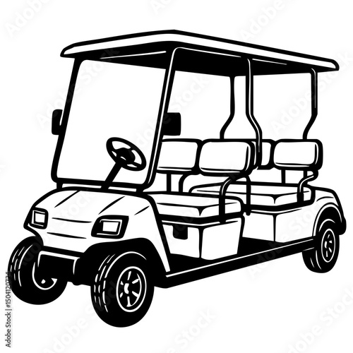 4 Seat Golf Cart Vector SVG Clipart illustration