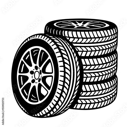 car wheels isolated on white background Vector SVG Clipart illustration