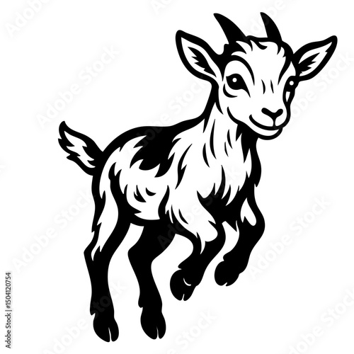 Baby Goat Jumping Vector SVG Clipart illustration