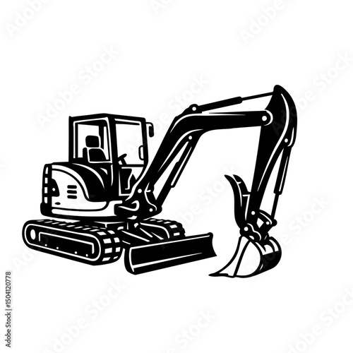 Mini Excavator Vector SVG Clipart illustration