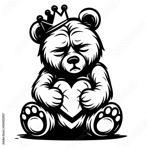 Heartbroken King Teddybear Vector SVG Clipart illustration