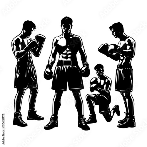 vector a boxer stand with pose vector silhouette