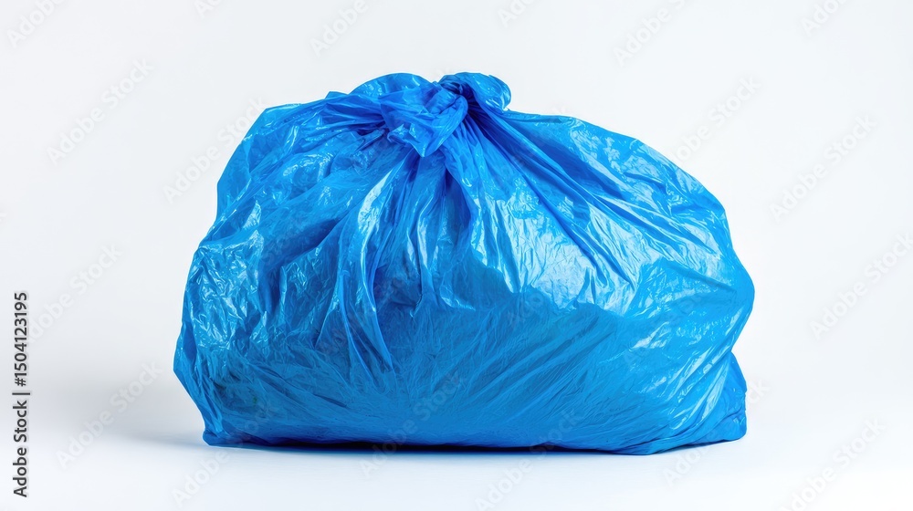 Fototapeta premium Blue garbage bag isolated on a white background