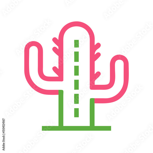 Colorful cactus illustration in playful design style  
