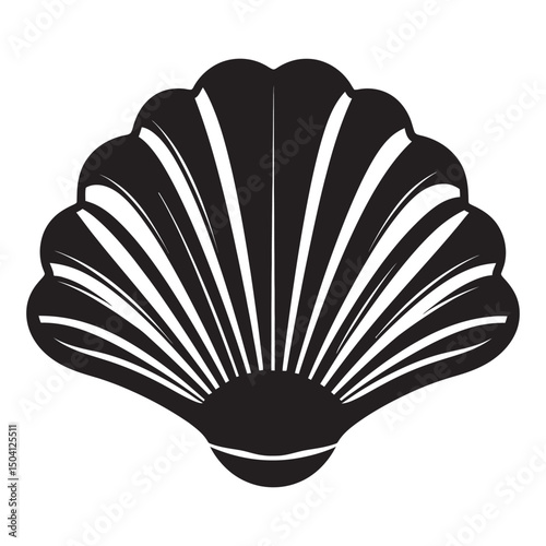 Clam shell isolated vector black silhouette