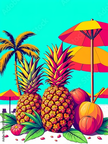 tropical fruit and pineapple