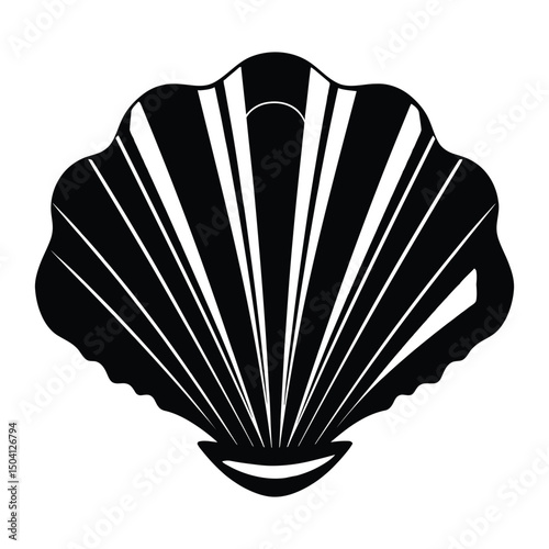 Clam shell black color on isolated white background