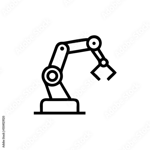Industrial robotic arm with gripper in minimalist outline design  