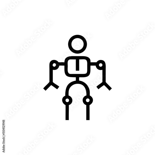 Simple outline of a robot figure with articulated joints  