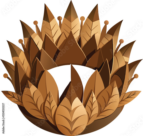 Stylized brown leaf crown design illustration a unique and elegant headpiece concept