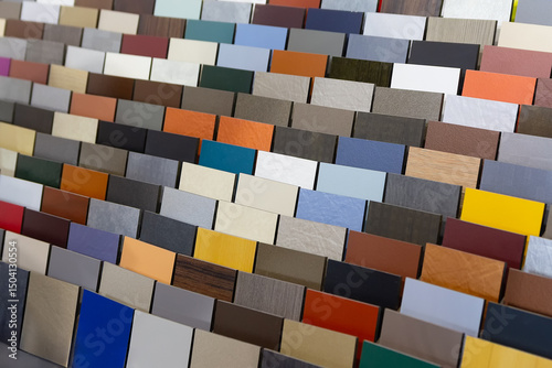 Papier peint Multi-colored samples of composite materials for the ventilated facades in showr