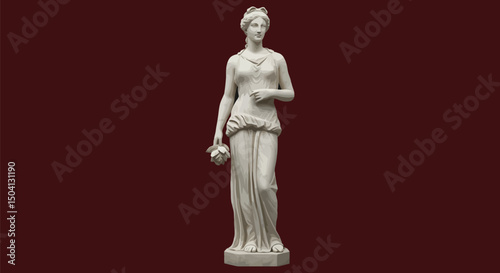 A breathtakingly detailed, high-contrast, ultra-high-resolution vector illustration of the Greek goddess Aphrodite as a flawless, full-length marble statue. 