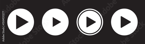 Play button icon set. Start audio or video action symbol. Vector illustration. Video player concept . Play Icon set. Elements for video player. Push, start, click or record button. video player icon 