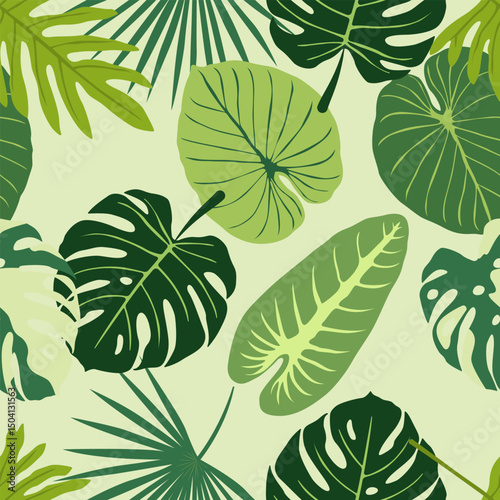 Seamless tropical leaf pattern. Vector illustration