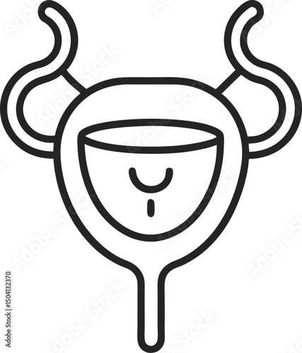 Menstruation Linear Icon – Minimal Line Symbol for Female Health and Cycle Tracking