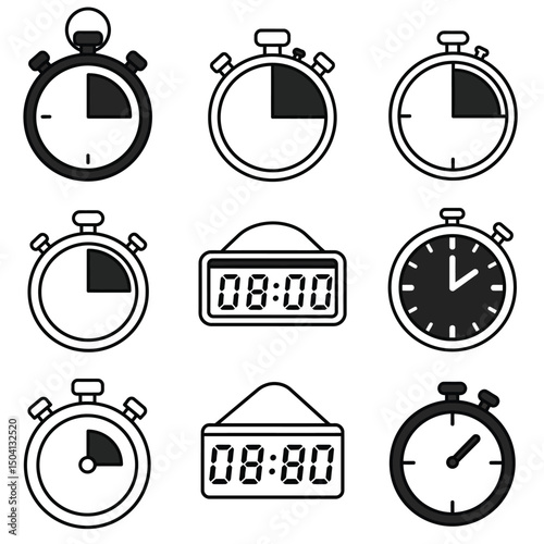 set of vector stopwatch illustration