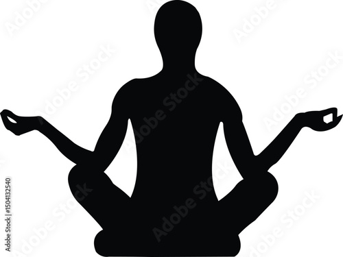 Yoga Girl Silhouette Vector in Elegant Pose