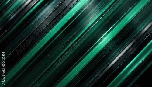 Abstract Emerald Green Diagonal Stripes Dark Background