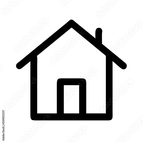 Home Icon - House Symbol for Real Estate: Simple black outline of a house, representing home, residence, or real estate. Ideal for property listings, housing market graphics, and real estate branding.