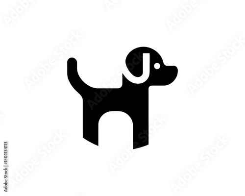 Black and white flat design dog logo