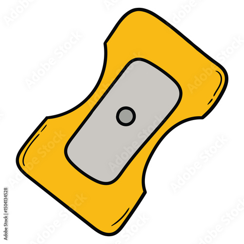 Hand drawn cartoon yellow pencil sharpener on white background.