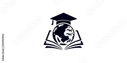 Untitledglobe logo,book,graduation cap white background
