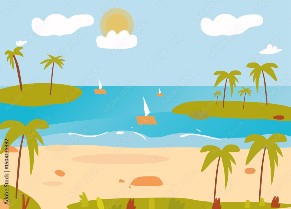 Obraz premium summer landscape with palm trees