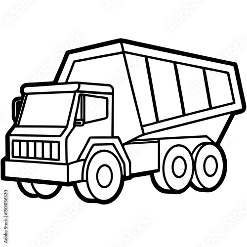 Simple Dump Truck Vector on White Background