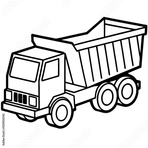 Simple Dump Truck Vector on White Background