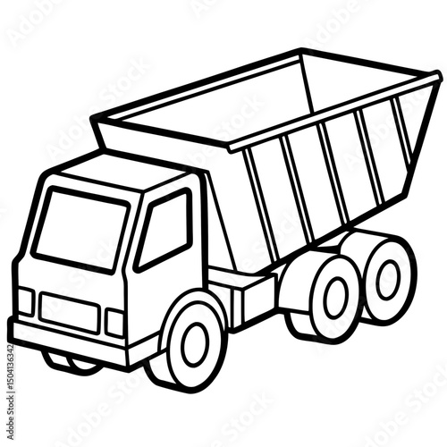 Simple Dump Truck Vector on White Background