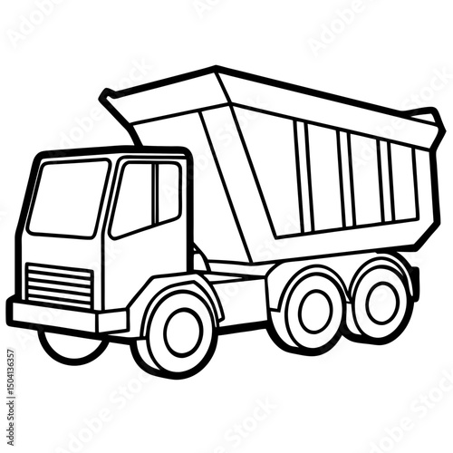 Simple Dump Truck Vector on White Background