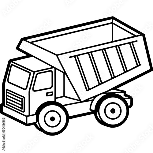Simple Dump Truck Vector on White Background