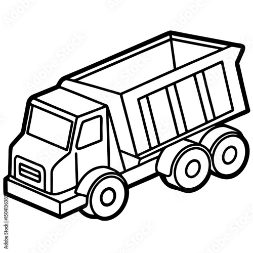 Simple Dump Truck Vector on White Background