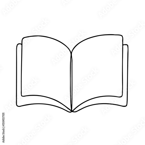hand drawn sketch, open book with blank pages. 
Closed Book with Bookmark, Line Art Illustration.
Hand-drawn illustration of a hand writing in a notebook