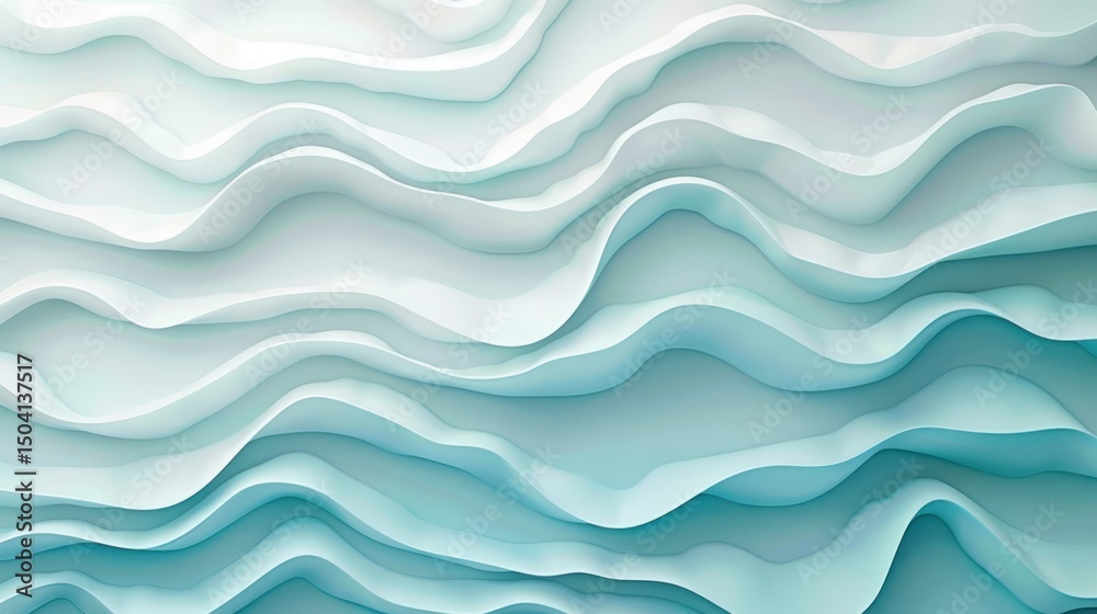 Fototapeta premium Abstract wavy layered design in light blue and white
