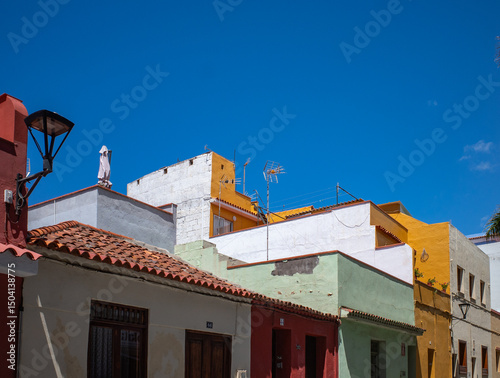 old colorful houses in tenerife spain