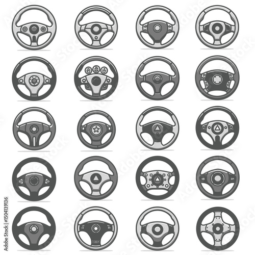 car steering icon set vector illustration